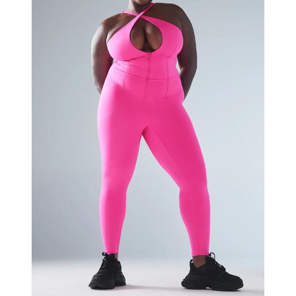 Fenty Savage Jumpsuit One piece Halter Neckline, Pink Highlighter Sz 2x 16-18